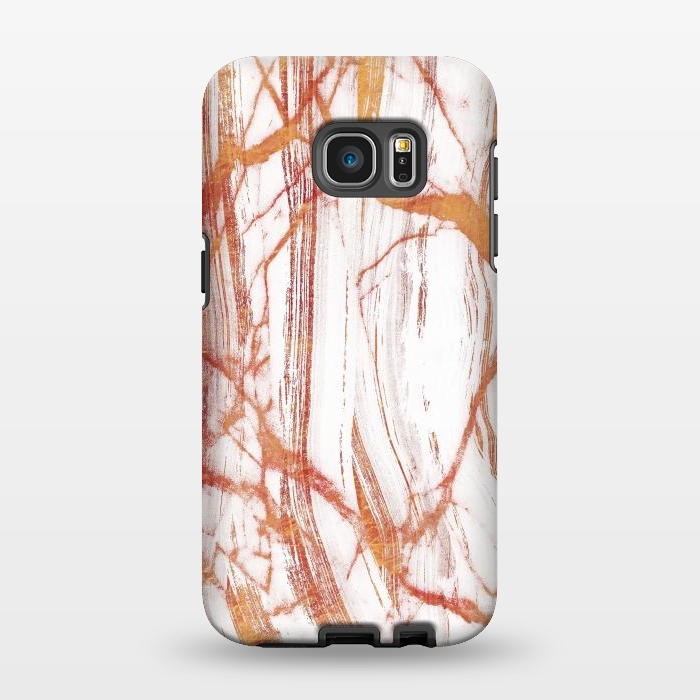 Galaxy S7 EDGE StrongFit White marble with golden cracks by Oana 