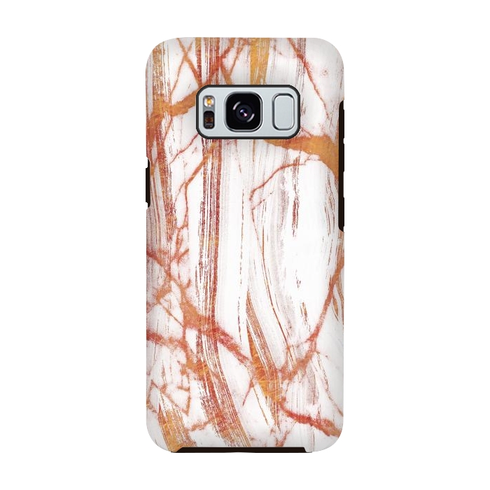 Galaxy S8 StrongFit White marble with golden cracks by Oana 