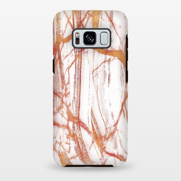 Galaxy S8 plus StrongFit White marble with golden cracks by Oana 