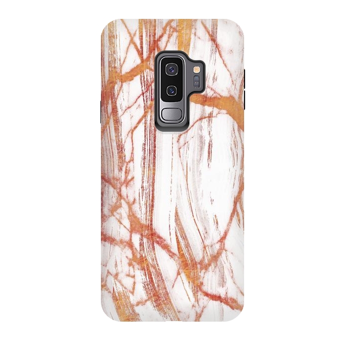 Galaxy S9 plus StrongFit White marble with golden cracks by Oana 