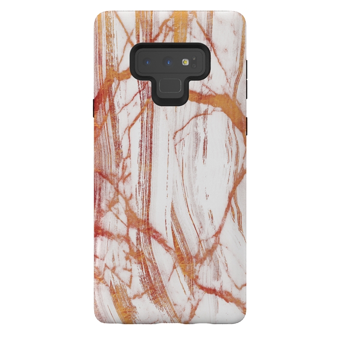 Galaxy Note 9 StrongFit White marble with golden cracks by Oana 