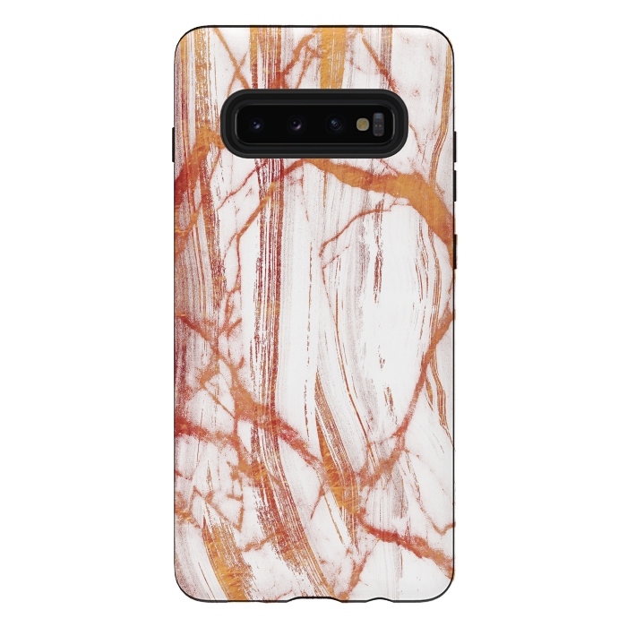 Galaxy S10 plus StrongFit White marble with golden cracks by Oana 