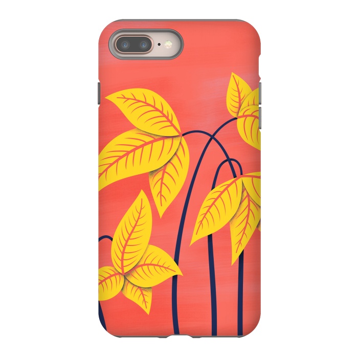 iPhone 7 plus StrongFit Abstract Flowers Geometric Art In Vibrant Coral And Yellow  by Boriana Giormova