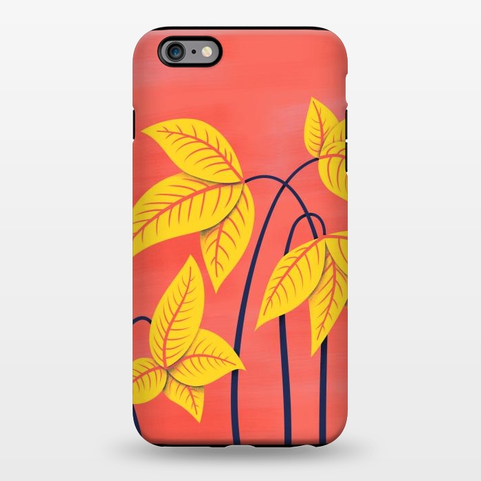 iPhone 6/6s plus StrongFit Abstract Flowers Geometric Art In Vibrant Coral And Yellow  by Boriana Giormova