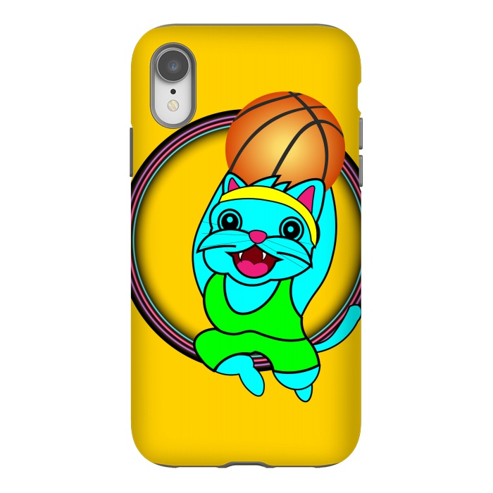 iPhone Xr StrongFit CAT PLAYING BASKETBALL by MALLIKA