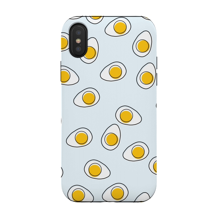 iPhone Xs / X StrongFit Cute Eggs on Blue Background by Karolina
