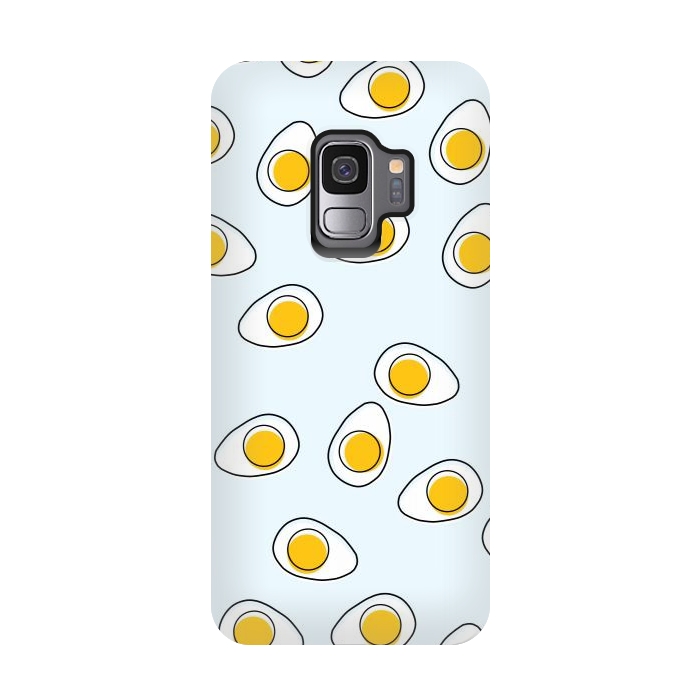 Galaxy S9 StrongFit Cute Eggs on Blue Background by Karolina