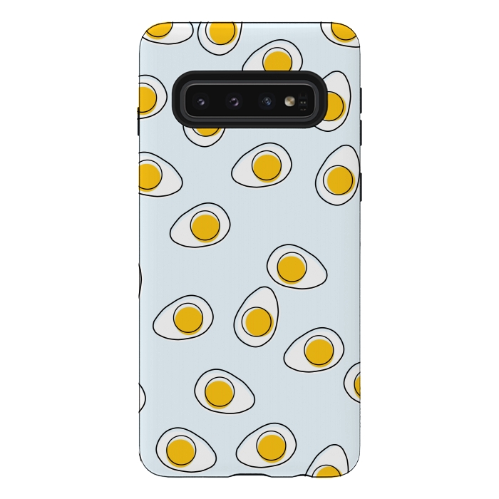 Galaxy S10 StrongFit Cute Eggs on Blue Background by Karolina