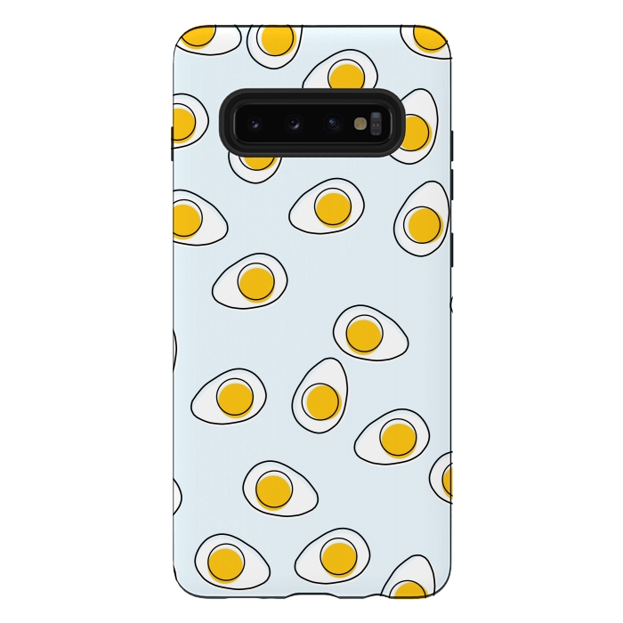 Galaxy S10 plus StrongFit Cute Eggs on Blue Background by Karolina