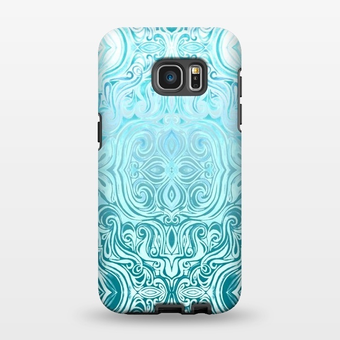 Galaxy S7 EDGE StrongFit Twists & Turns in Turquoise & Teal by Micklyn Le Feuvre