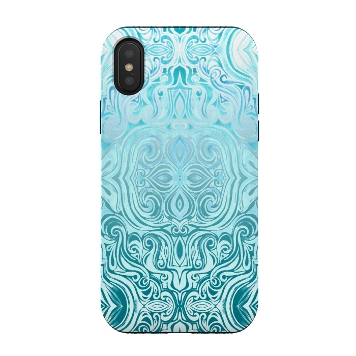 iPhone Xs / X StrongFit Twists & Turns in Turquoise & Teal by Micklyn Le Feuvre