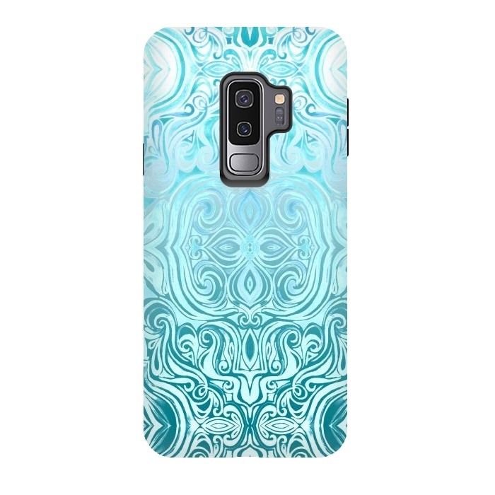 Galaxy S9 plus StrongFit Twists & Turns in Turquoise & Teal by Micklyn Le Feuvre