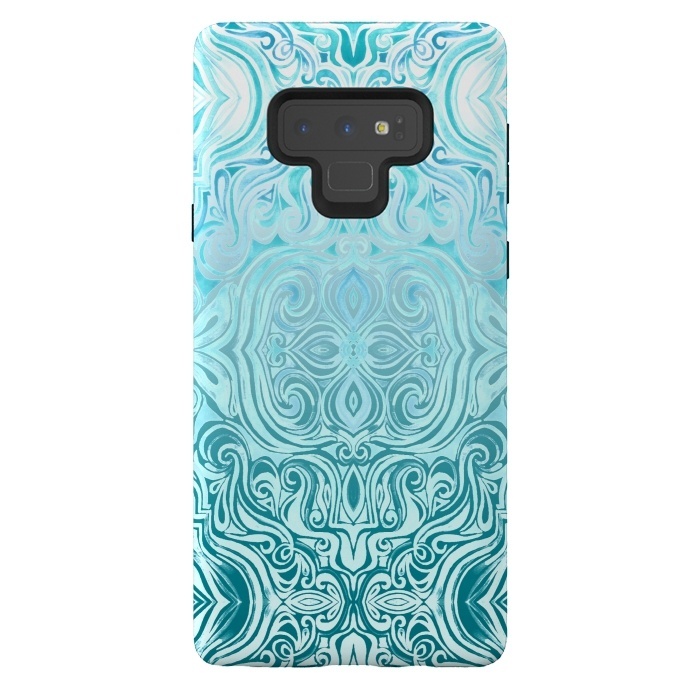 Galaxy Note 9 StrongFit Twists & Turns in Turquoise & Teal by Micklyn Le Feuvre