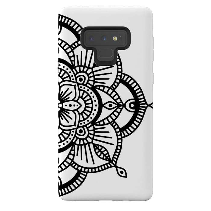 Galaxy Note 9 StrongFit Black and White Mandala  by Jelena Obradovic