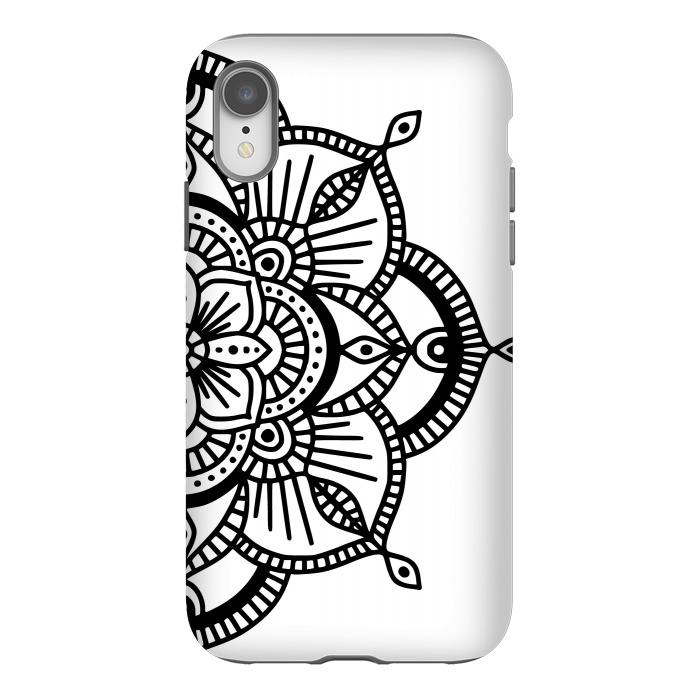 iPhone Xr StrongFit Black and White Mandala  by Jelena Obradovic