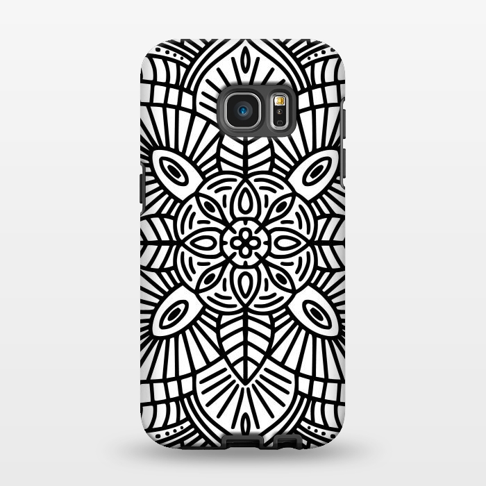 Galaxy S7 EDGE StrongFit Black and White Mandala 02 by Jelena Obradovic