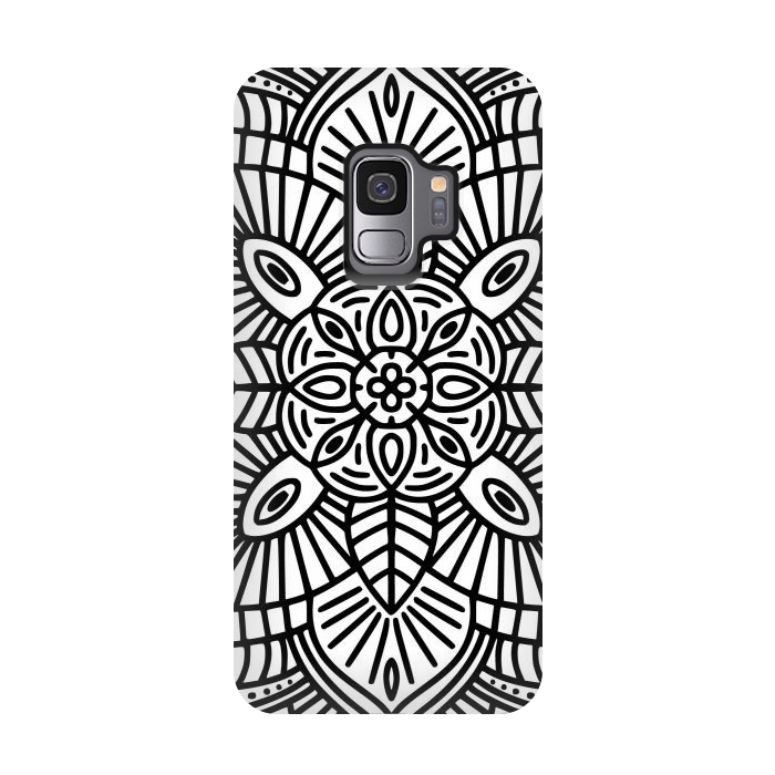 Galaxy S9 StrongFit Black and White Mandala 02 by Jelena Obradovic
