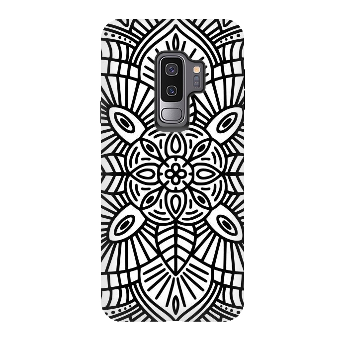 Galaxy S9 plus StrongFit Black and White Mandala 02 by Jelena Obradovic