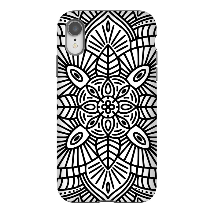 iPhone Xr StrongFit Black and White Mandala 02 by Jelena Obradovic