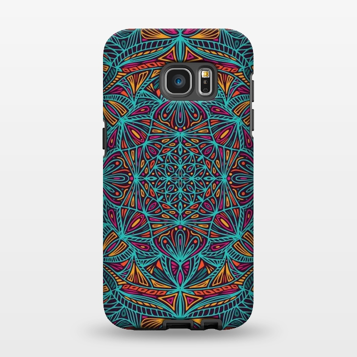 Galaxy S7 EDGE StrongFit Colorful Mandala Pattern Design 19 by Jelena Obradovic