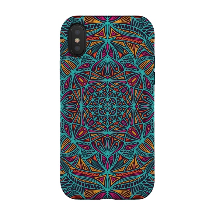 iPhone Xs / X StrongFit Colorful Mandala Pattern Design 19 by Jelena Obradovic