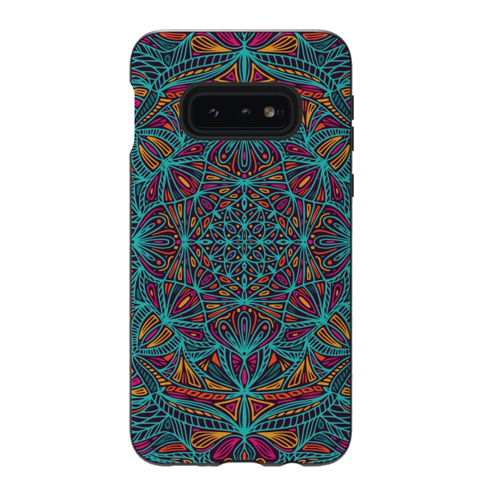 Galaxy S10e StrongFit Colorful Mandala Pattern Design 19 by Jelena Obradovic