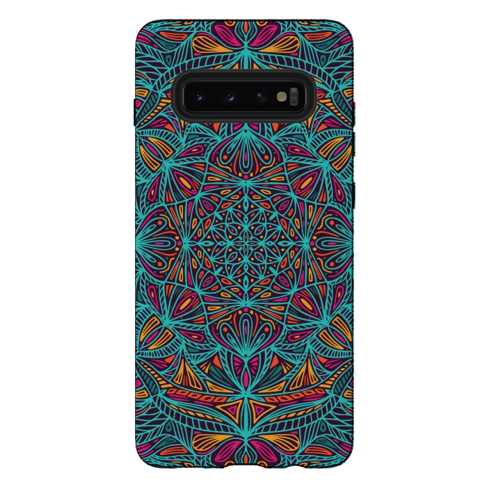 Galaxy S10 plus StrongFit Colorful Mandala Pattern Design 19 by Jelena Obradovic