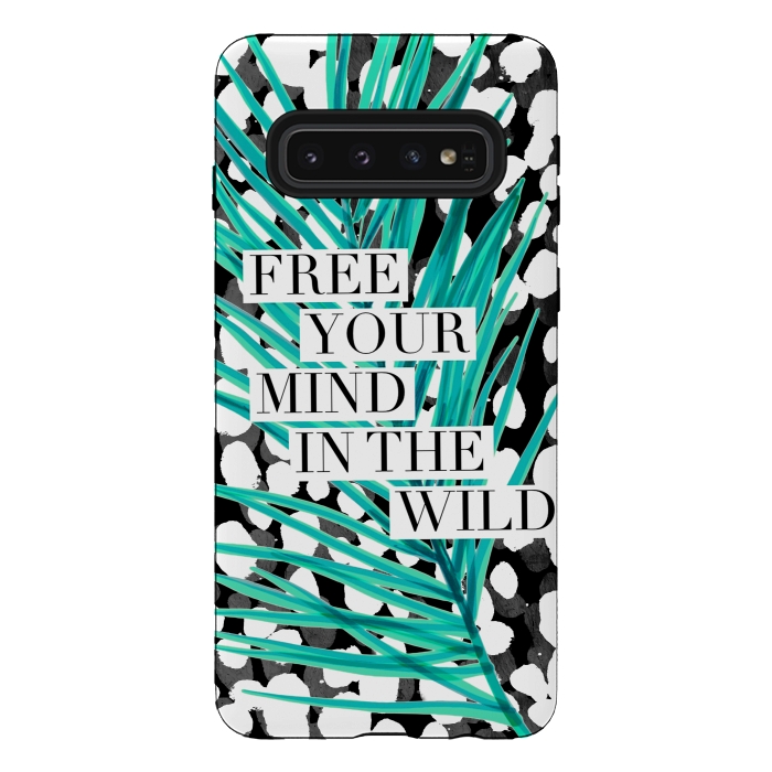 Galaxy S10 StrongFit Free your mind - tropical typography graphic by Oana 