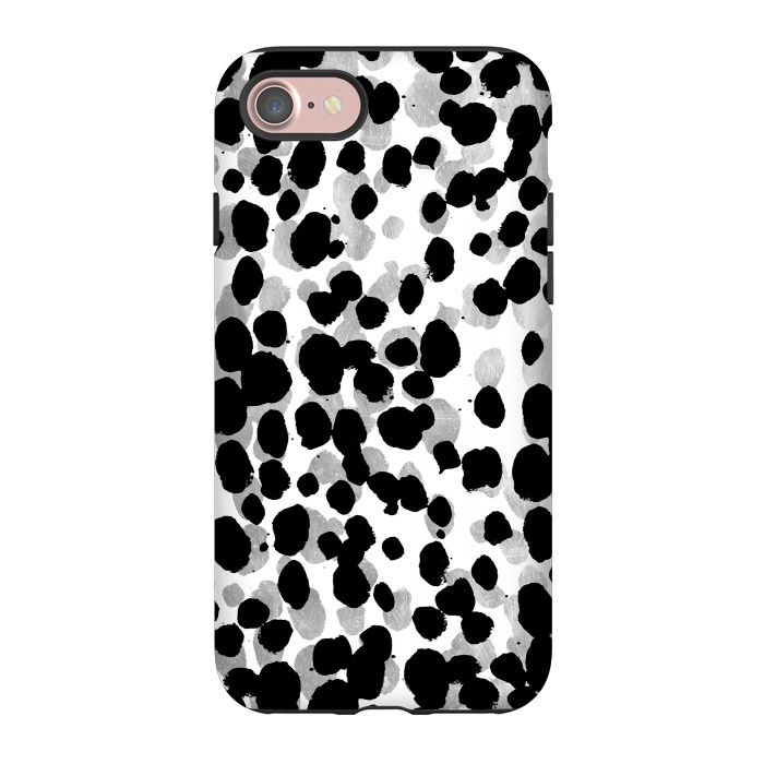 iPhone 7 StrongFit animal print spots black and silver by Oana 