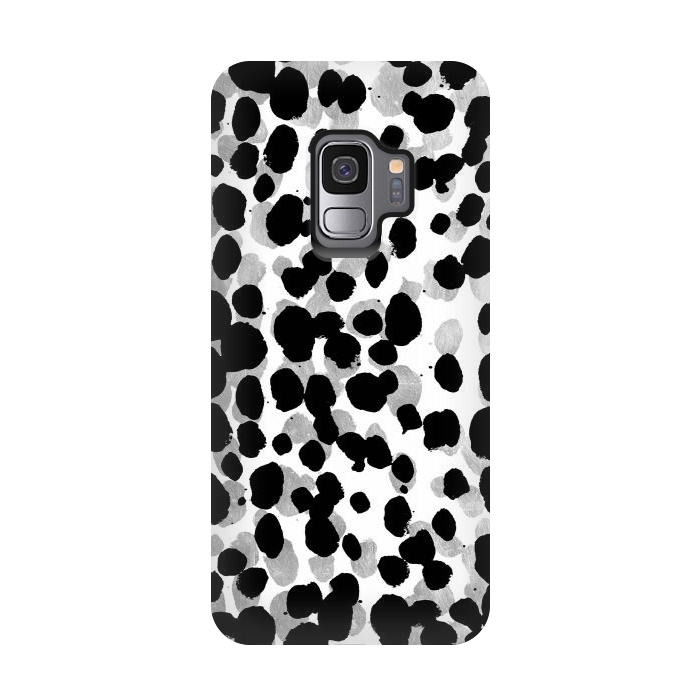 Galaxy S9 StrongFit animal print spots black and silver by Oana 