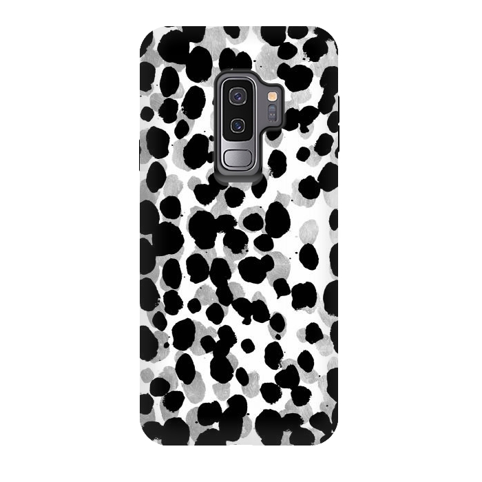Galaxy S9 plus StrongFit animal print spots black and silver by Oana 