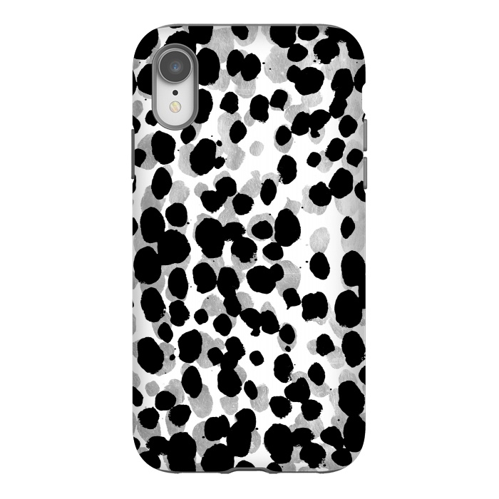 iPhone Xr StrongFit animal print spots black and silver by Oana 