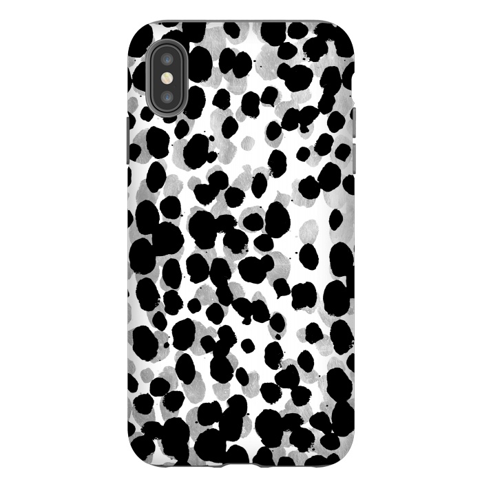iPhone Xs Max StrongFit animal print spots black and silver by Oana 