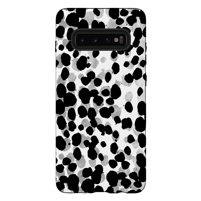 Galaxy S10 plus StrongFit animal print spots black and silver by Oana 