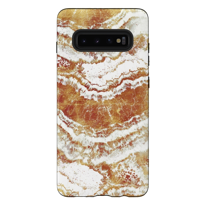 Galaxy S10 plus StrongFit Gold agate marble art by Oana 