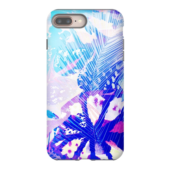 iPhone 7 plus StrongFit Tropical palm and ficus leaves gradient painting by Oana 