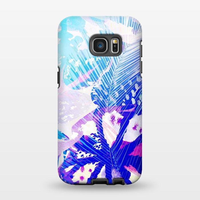 Galaxy S7 EDGE StrongFit Tropical palm and ficus leaves gradient painting by Oana 