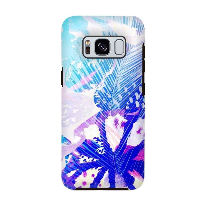 Galaxy S8 StrongFit Tropical palm and ficus leaves gradient painting by Oana 