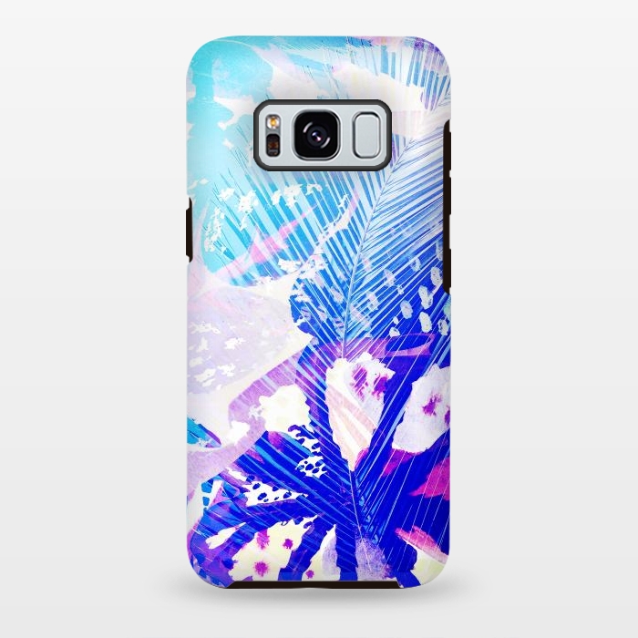 Galaxy S8 plus StrongFit Tropical palm and ficus leaves gradient painting by Oana 