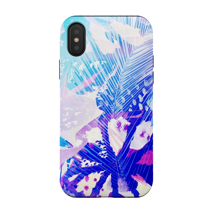 iPhone Xs / X StrongFit Tropical palm and ficus leaves gradient painting by Oana 