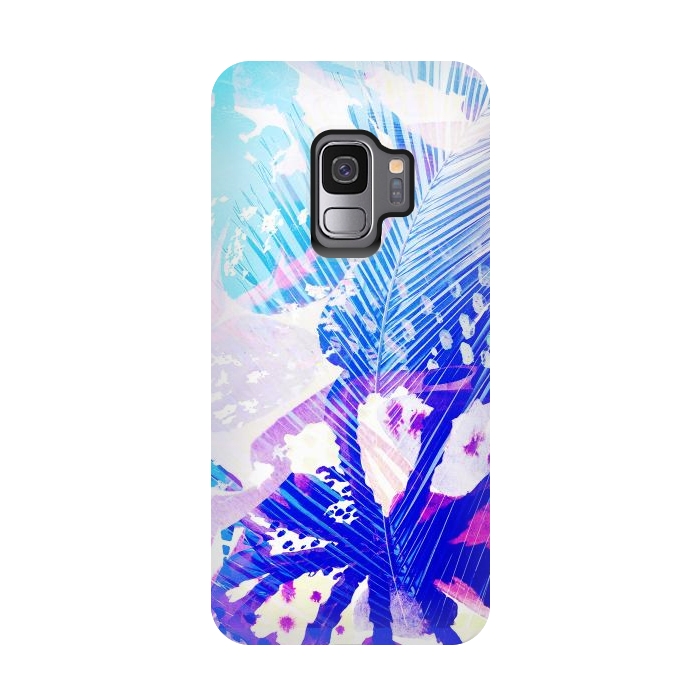Galaxy S9 StrongFit Tropical palm and ficus leaves gradient painting by Oana 