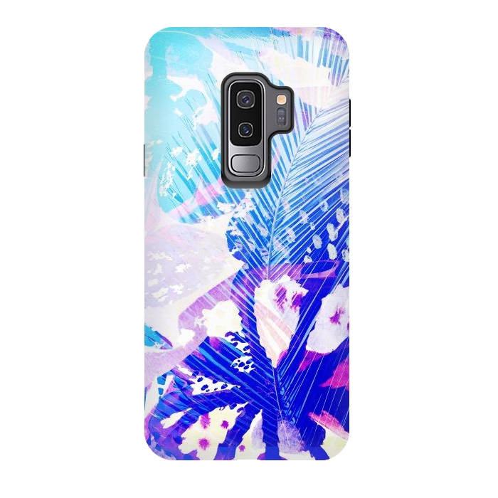 Galaxy S9 plus StrongFit Tropical palm and ficus leaves gradient painting by Oana 