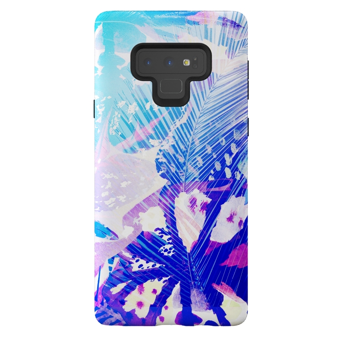 Galaxy Note 9 StrongFit Tropical palm and ficus leaves gradient painting by Oana 