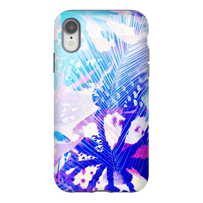 iPhone Xr StrongFit Tropical palm and ficus leaves gradient painting by Oana 