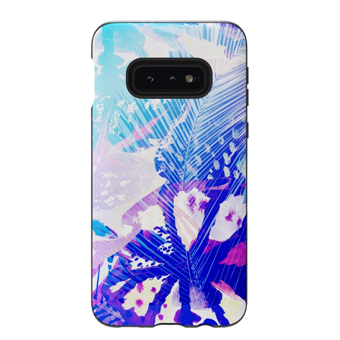 Galaxy S10e StrongFit Tropical palm and ficus leaves gradient painting by Oana 