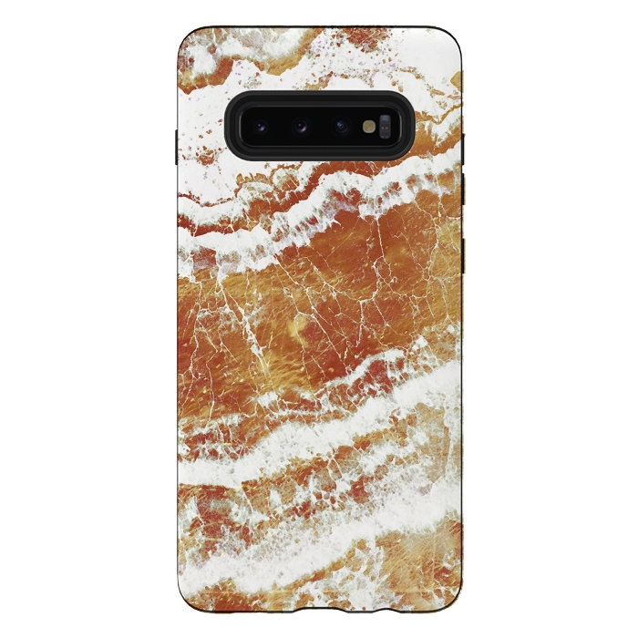 Galaxy S10 plus StrongFit gold agate marble waves by Oana 