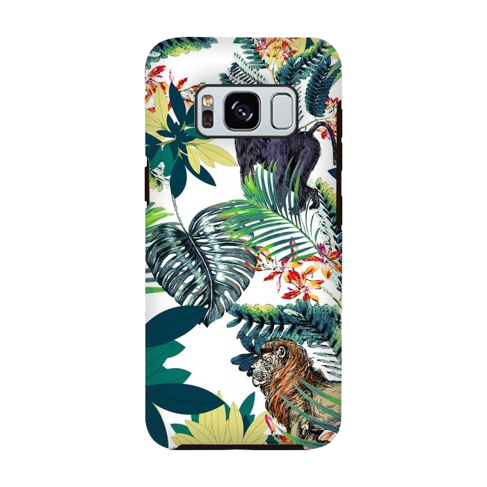 Galaxy S8 StrongFit Monkey, lion and tropical foliage illustration by Oana 