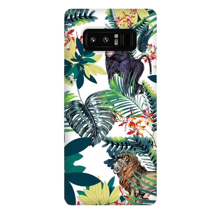 Galaxy Note 8 StrongFit Monkey, lion and tropical foliage illustration by Oana 