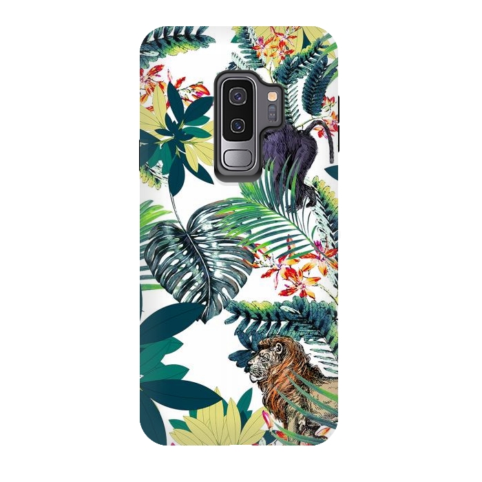Galaxy S9 plus StrongFit Monkey, lion and tropical foliage illustration by Oana 