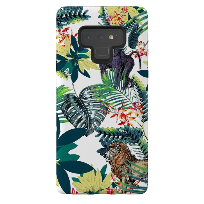 Galaxy Note 9 StrongFit Monkey, lion and tropical foliage illustration by Oana 